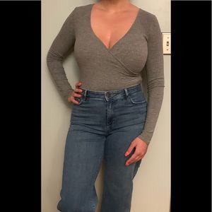 Gray ribbed bodysuit Cape Juby (From Aeropostale)!